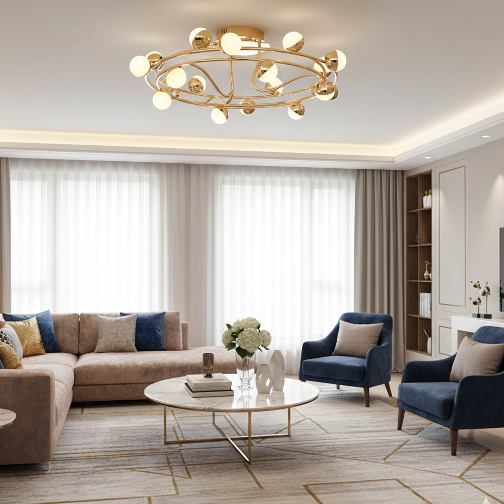 Sarı-Platin Akrilik LED Plafonyer 58x20 cm — görsel 8