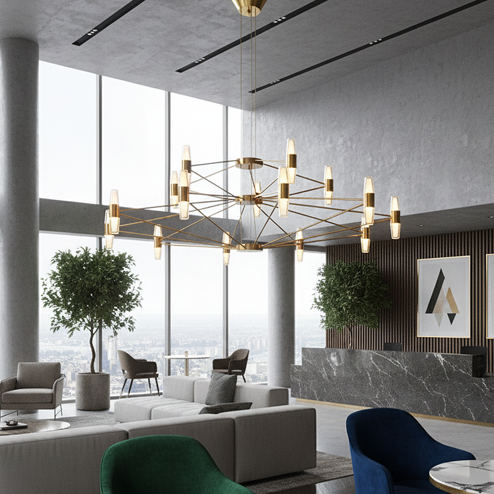 Sarı-Siyah Akrilik LED Avize 80x120 cm — görsel 8