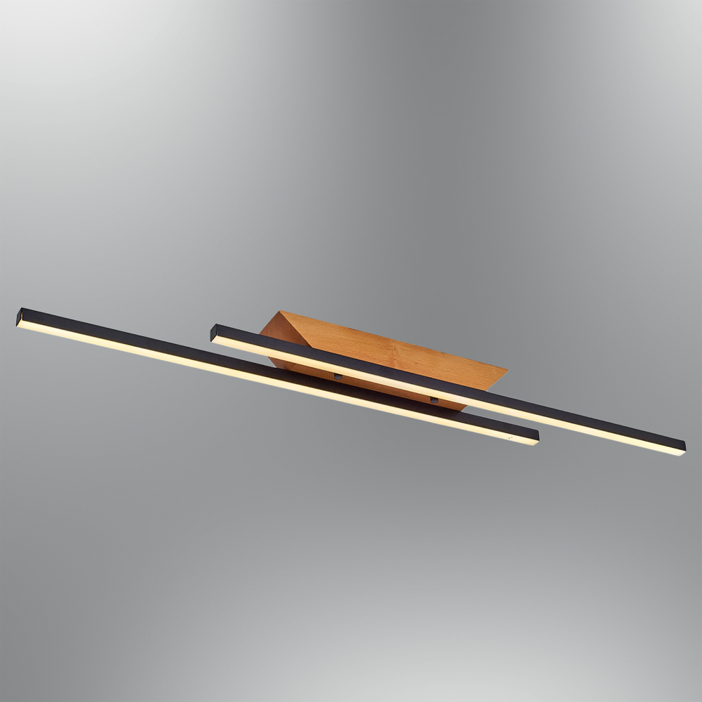 Gri-Siyah Ahşap LED Plafonyer 110x7 cm — görsel 4