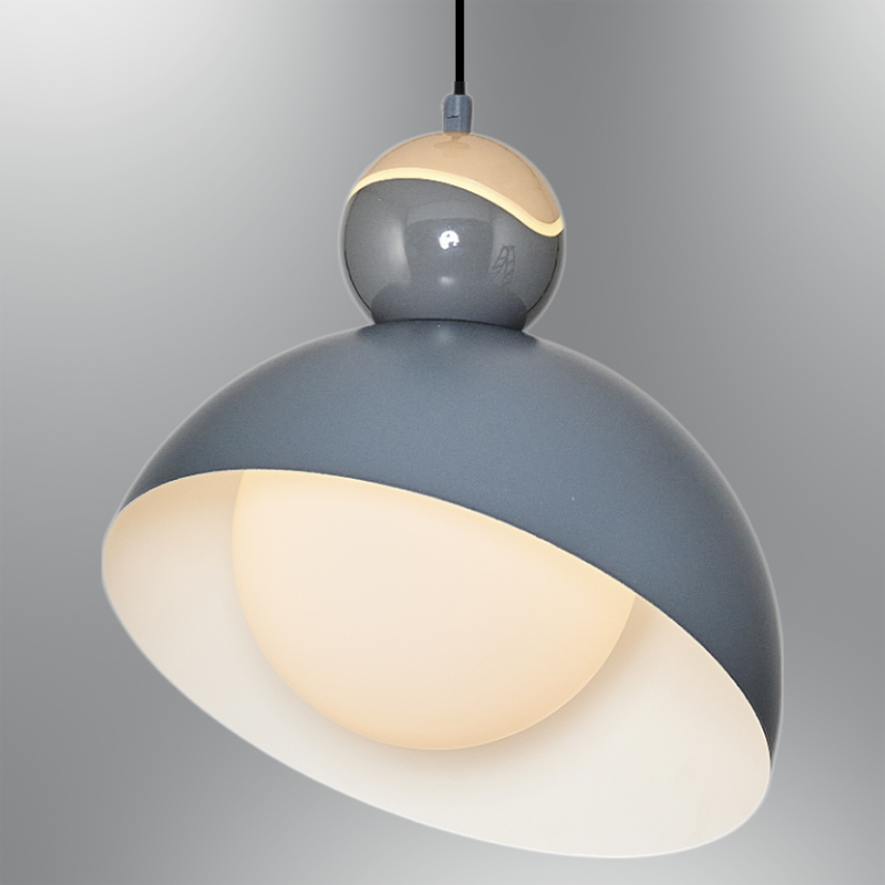 1 Kollu Gri-Siyah Opal Cam LED Avize 30x120 cm — görsel 6