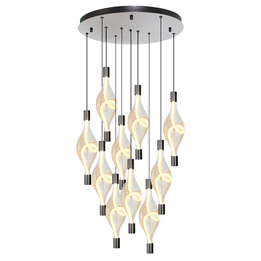Sarı-Platin Cam LED Avize 50x150 cm — görsel 2