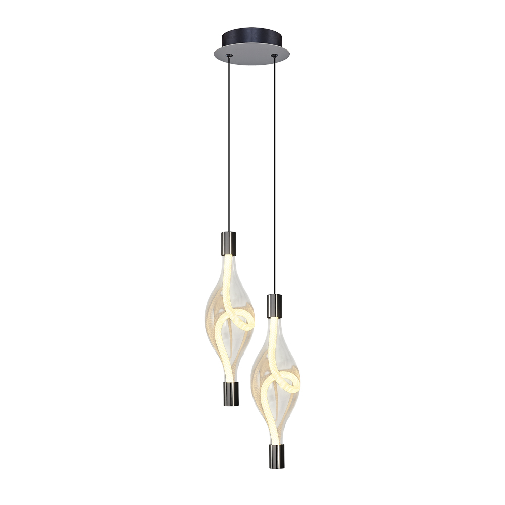 Sarı-Platin Cam LED Avize 15x120 cm — görsel 3