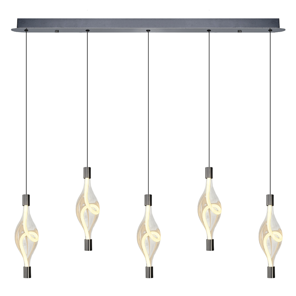 Sarı-Platin Cam LED Avize 90x120 cm — görsel 2