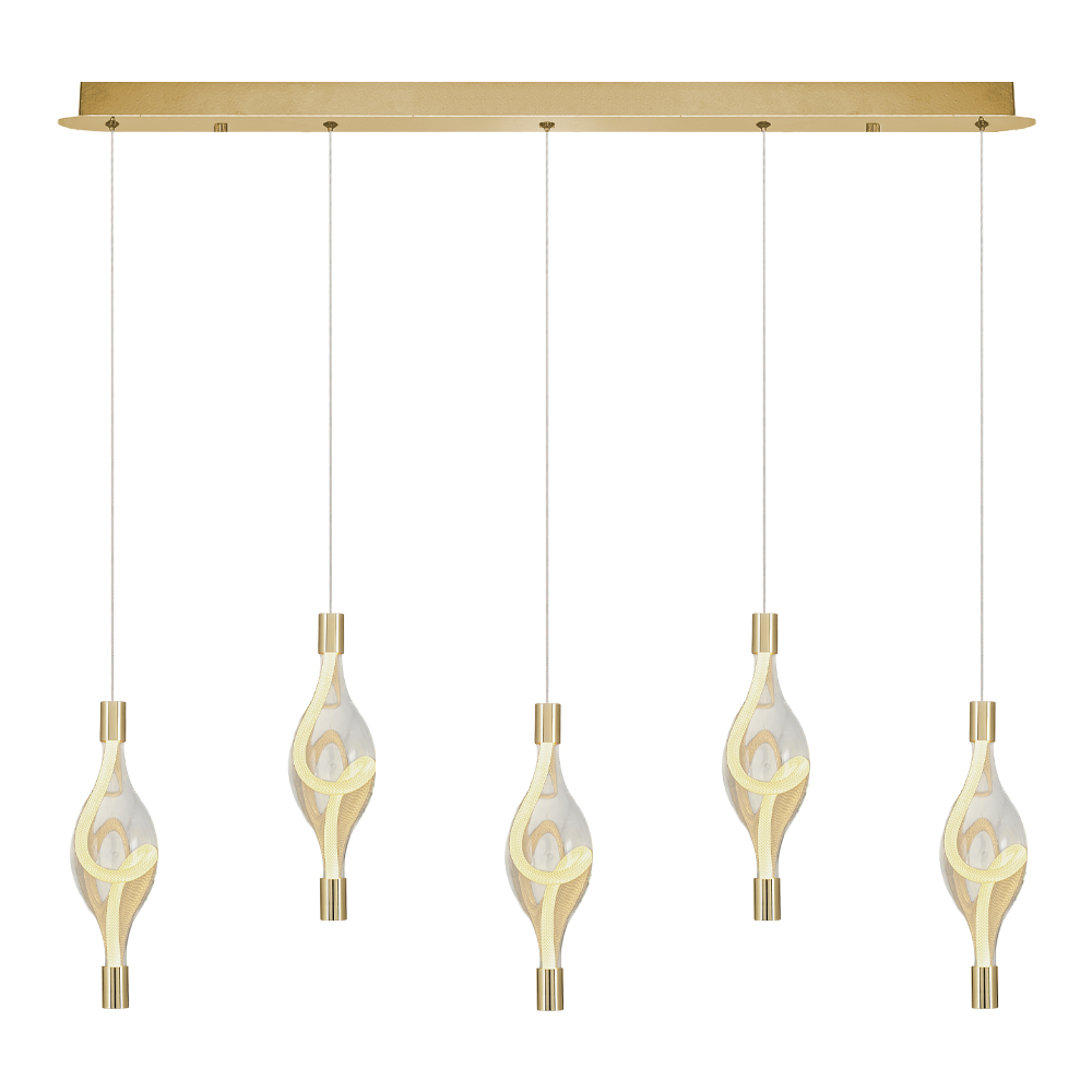 Sarı-Platin Cam LED Avize 90x120 cm — görsel 3