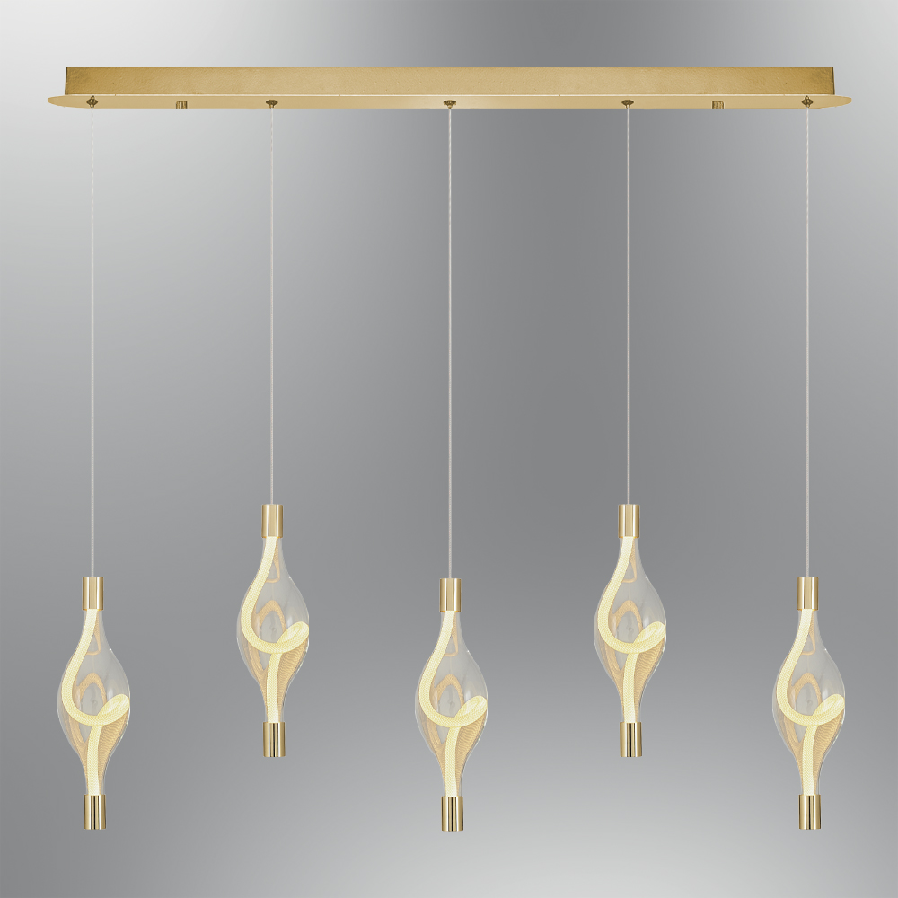 Sarı-Platin Cam LED Avize 90x120 cm — görsel 4