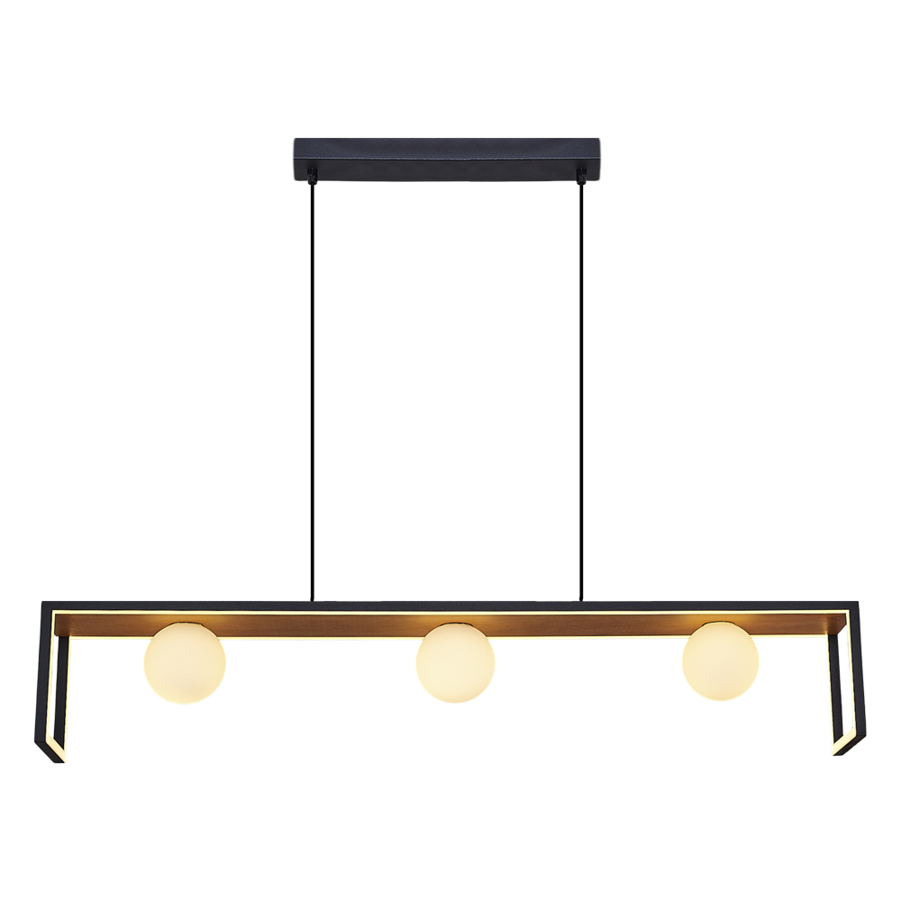 Opal Cam LED Avize 90x120 cm (Metal Kasa / Opal Cam / Ahşap) — görsel 3