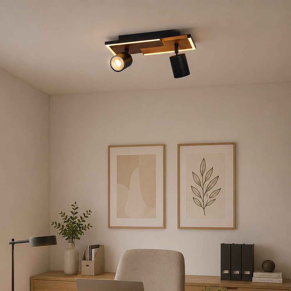 Ahşap LED Plafonyer 33x16 cm — görsel 8