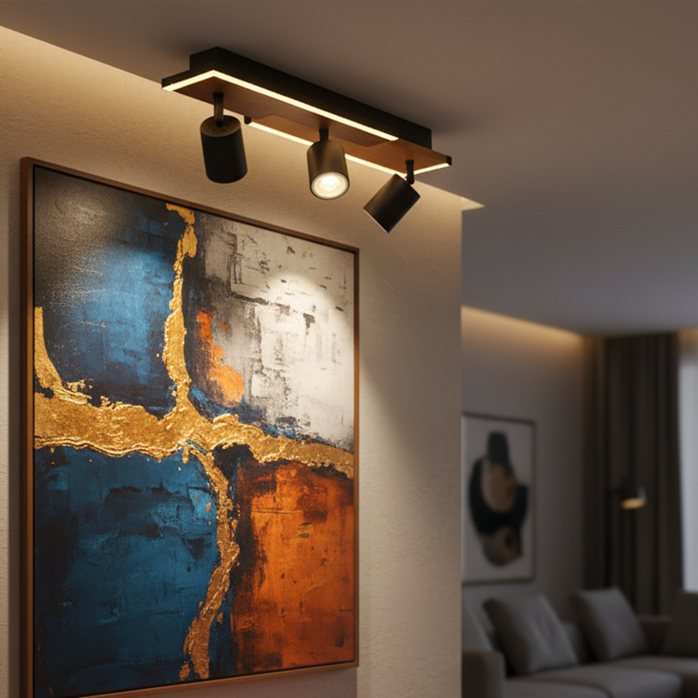 Ahşap LED Plafonyer 53x16 cm — görsel 6