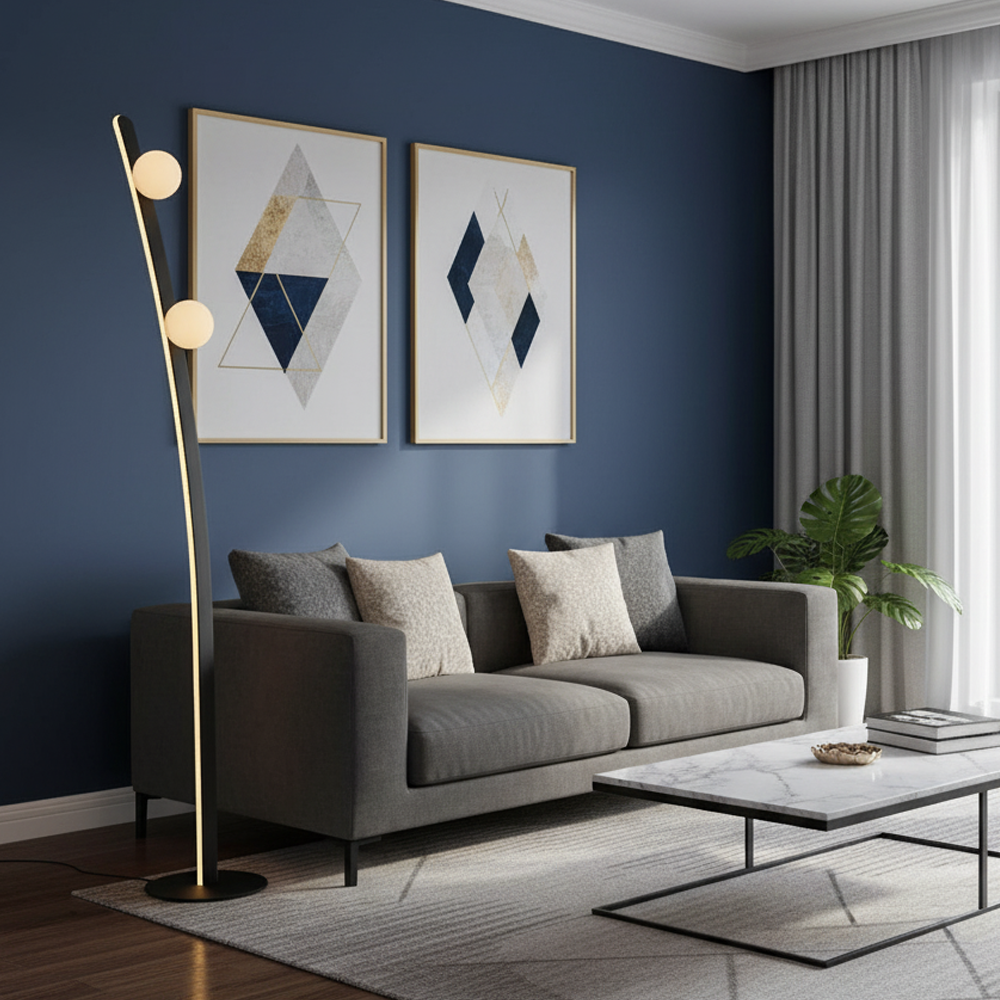 أسود أكريليك LED مصباح أرضي 6x130 cm أسود أكريليك LED مصباح أرضي 6x130 cm