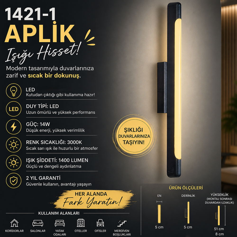 Akrilik LED Aplik 8x51 cm — görsel 4