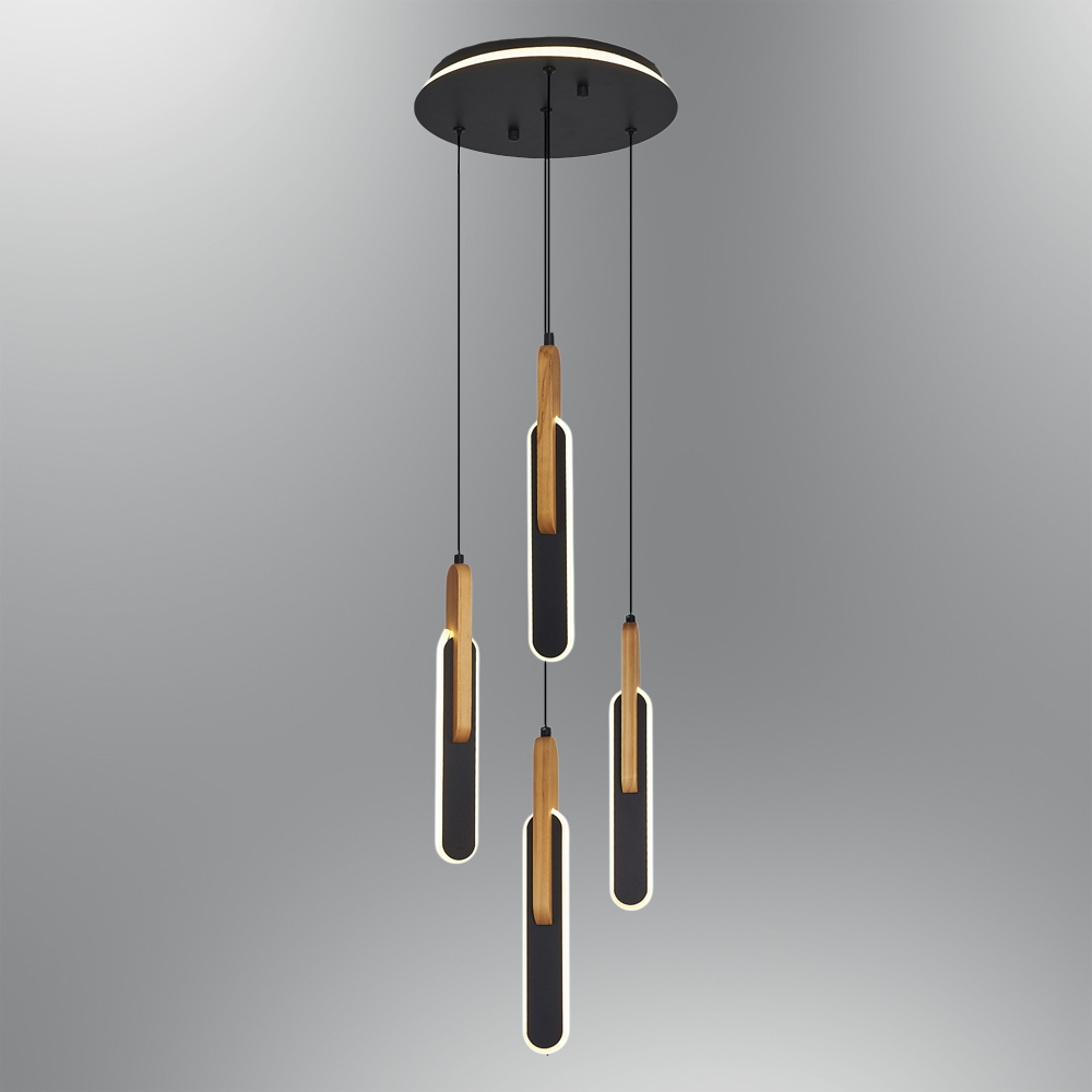 Madera LED Lámpara de Araña 31x120 cm Ahşap LED Avize 31x120 cm