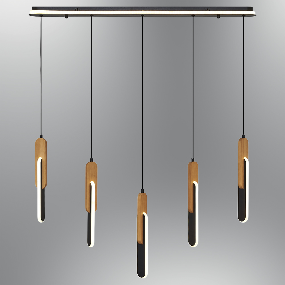Wood LED Chandelier 91x120 cm Ahşap LED Avize 91x120 cm