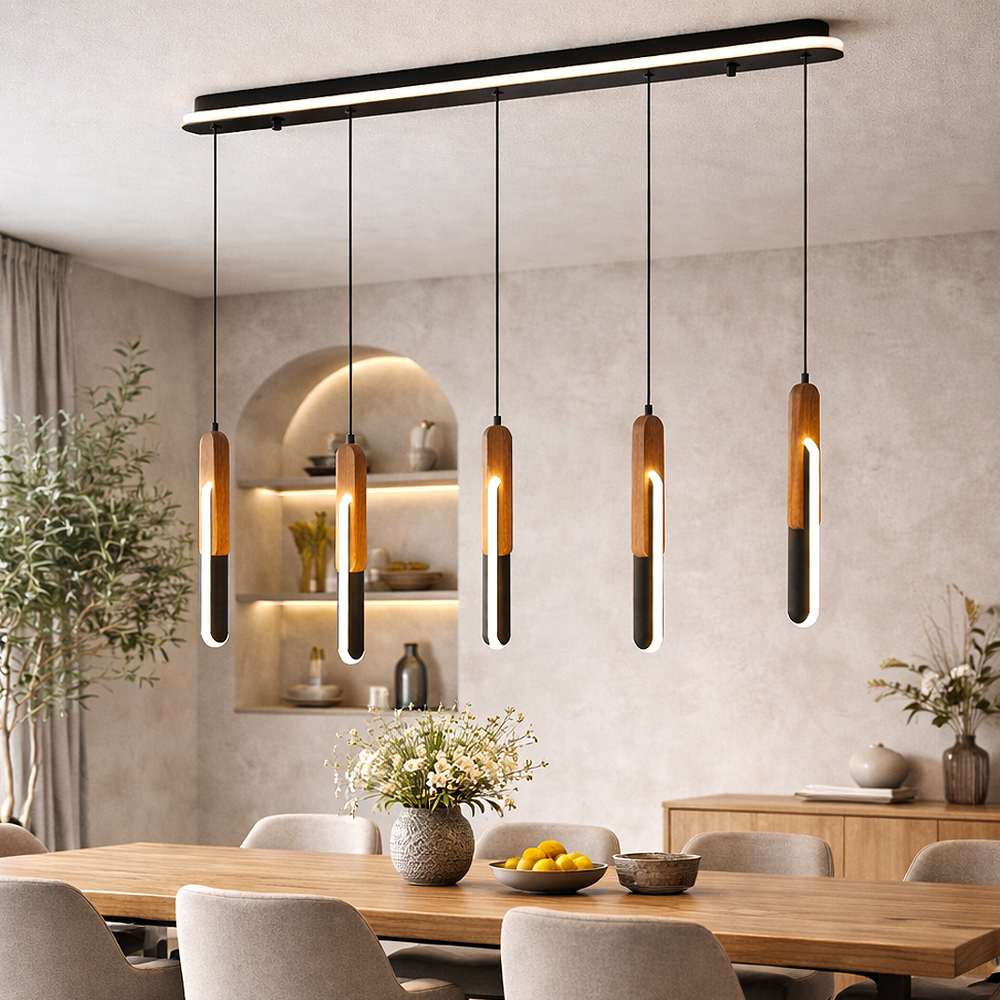 Ahşap LED Avize 91x120 cm — görsel 3