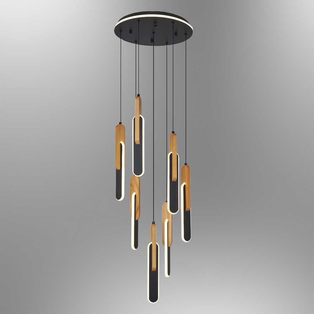 Madera LED Lámpara de Araña 36x120 cm Ahşap LED Avize 36x120 cm