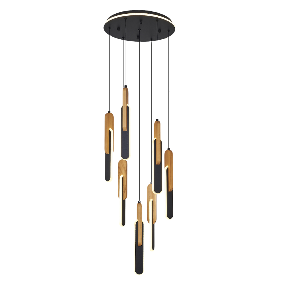 Ahşap LED Avize 36x120 cm — görsel 2