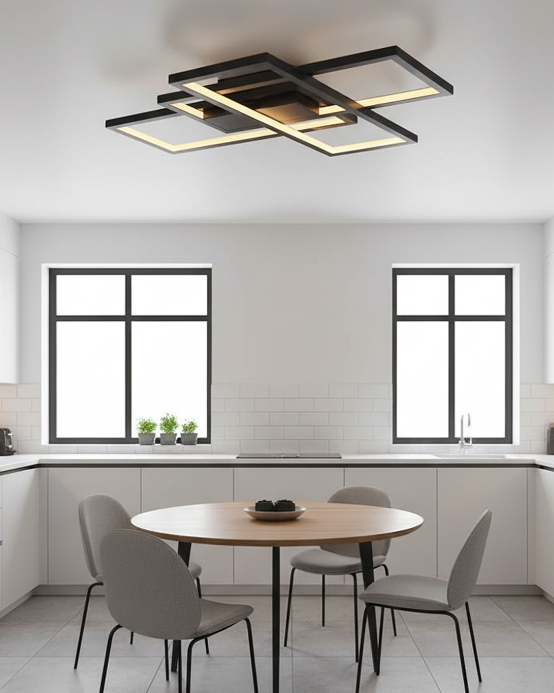 Siyah-Eskitme Akrilik LED Plafonyer 90x7 cm — görsel 4