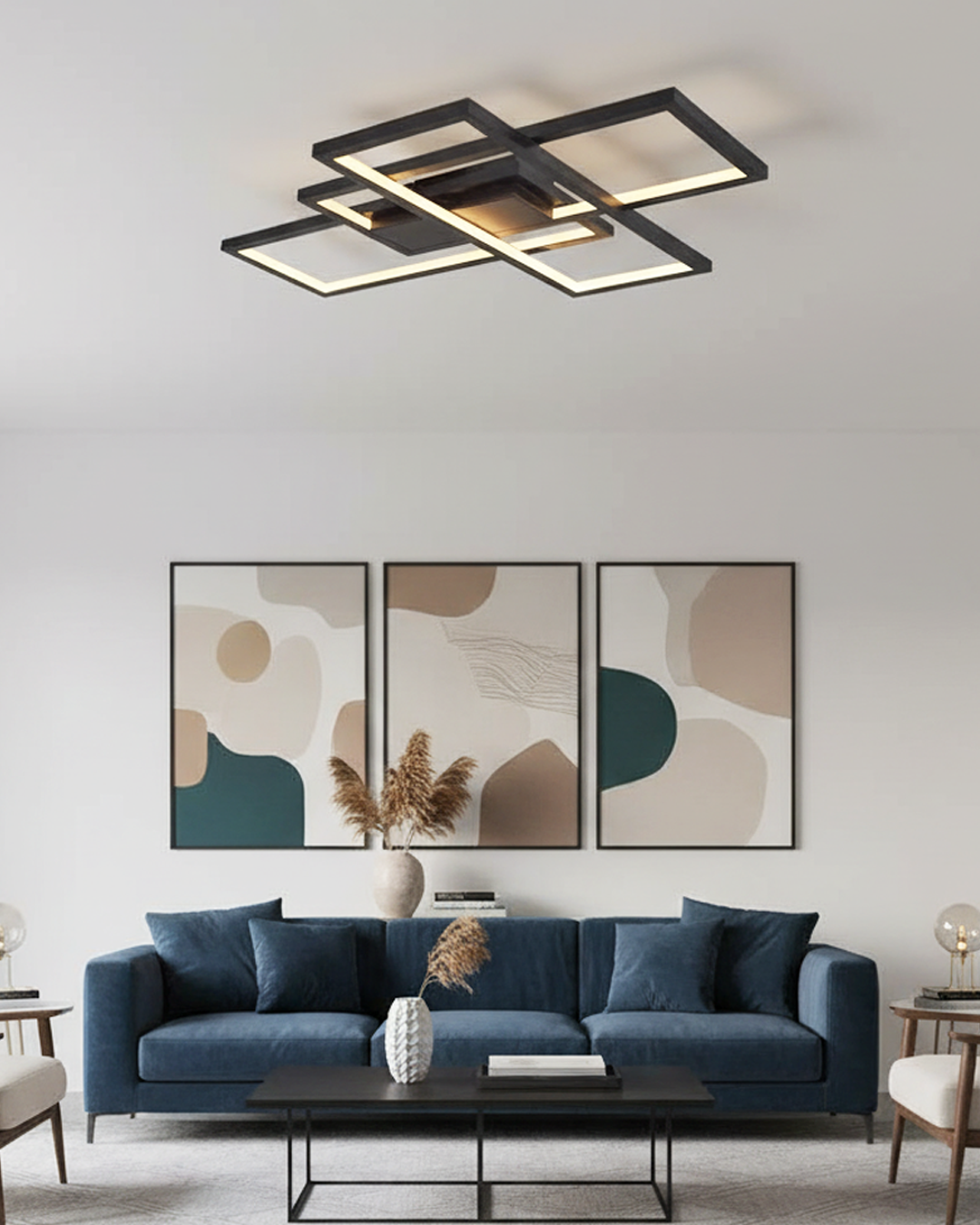 Siyah-Eskitme Akrilik LED Plafonyer 90x7 cm — görsel 5