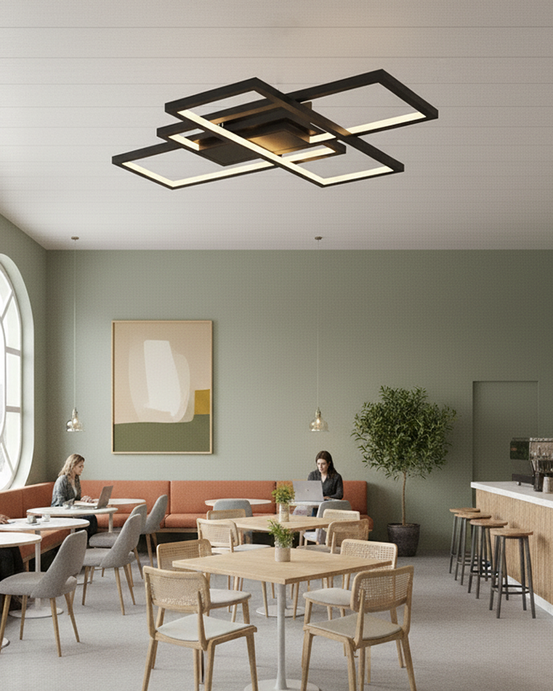 Siyah-Eskitme Akrilik LED Plafonyer 90x7 cm — görsel 7