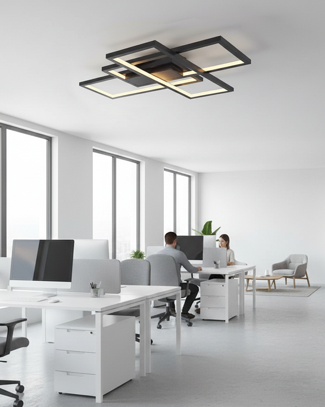 Siyah-Eskitme Akrilik LED Plafonyer 90x7 cm — görsel 8