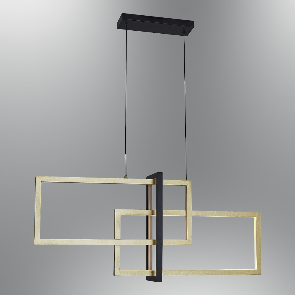 Noir-Patiné Acrylique LED Lustre 90x120 cm Siyah-Eskitme Akrilik LED Avize 90x120 cm