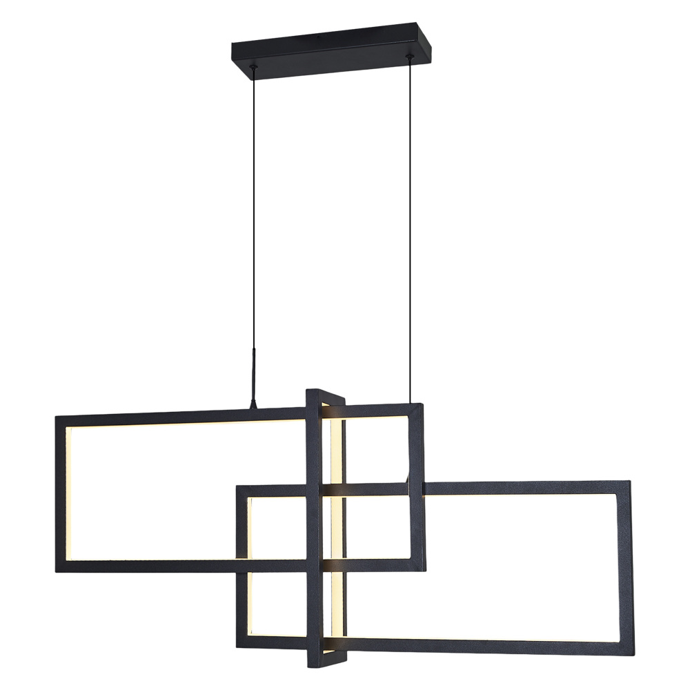 Siyah-Eskitme Akrilik LED Avize 90x120 cm — görsel 2