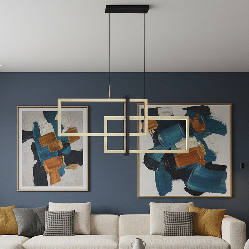 Siyah-Eskitme Akrilik LED Avize 90x120 cm — görsel 7
