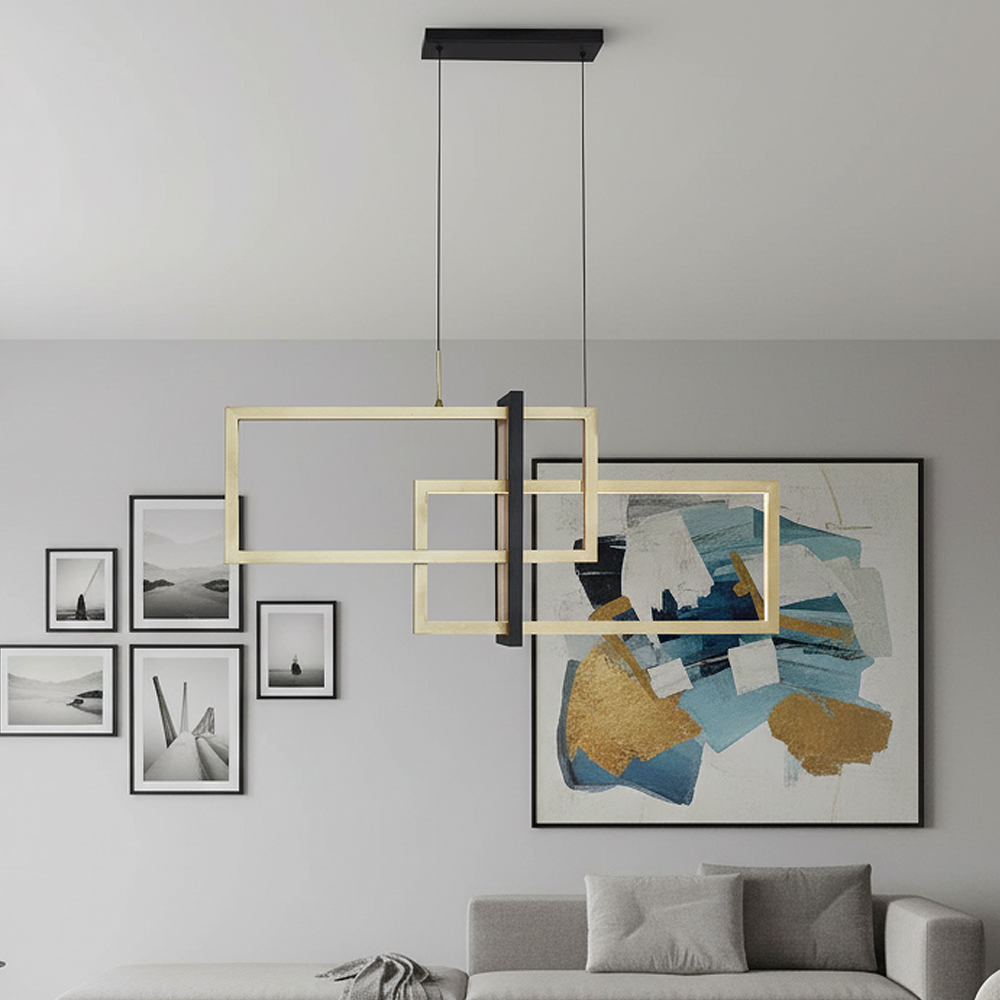 Siyah-Eskitme Akrilik LED Avize 90x120 cm — görsel 8