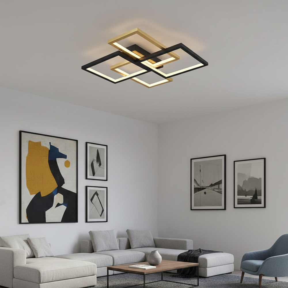 Siyah-Eskitme Akrilik LED Plafonyer 65x9 cm — görsel 5