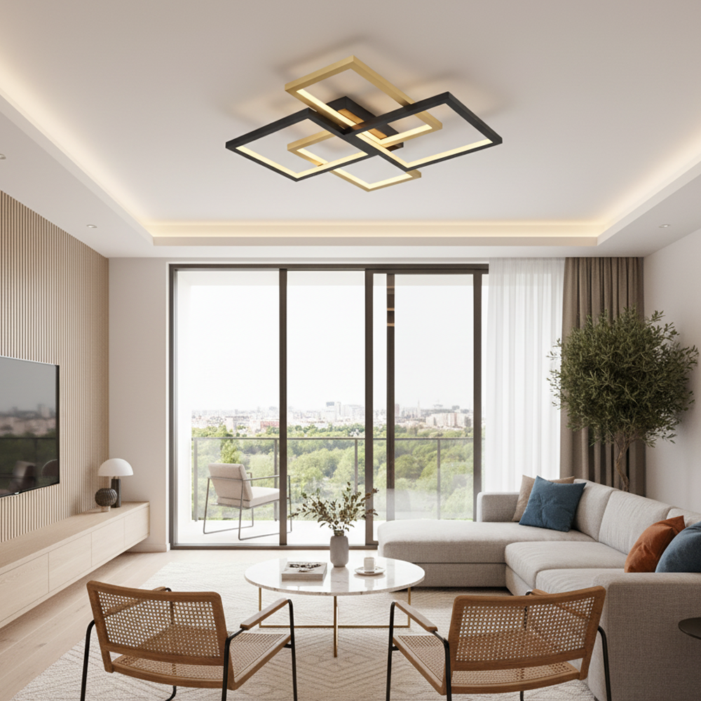 Siyah-Eskitme Akrilik LED Plafonyer 65x9 cm — görsel 6