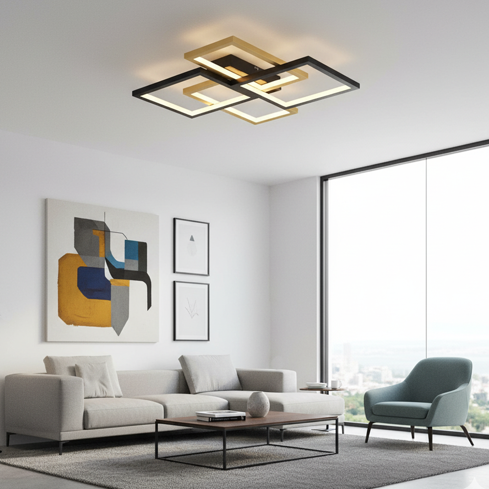 Siyah-Eskitme Akrilik LED Plafonyer 65x9 cm — görsel 8