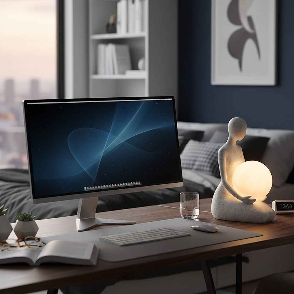 Beyaz Polyester LED Masa Lambası 13x31 cm — görsel 6