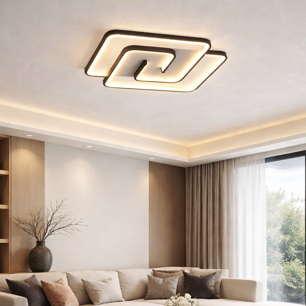 Beyaz-Siyah Akrilik LED Plafonyer 51x6 cm — görsel 5