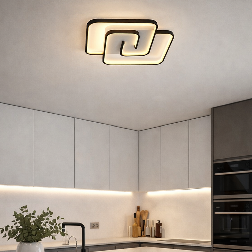 Beyaz-Siyah Akrilik LED Plafonyer 51x6 cm — görsel 6