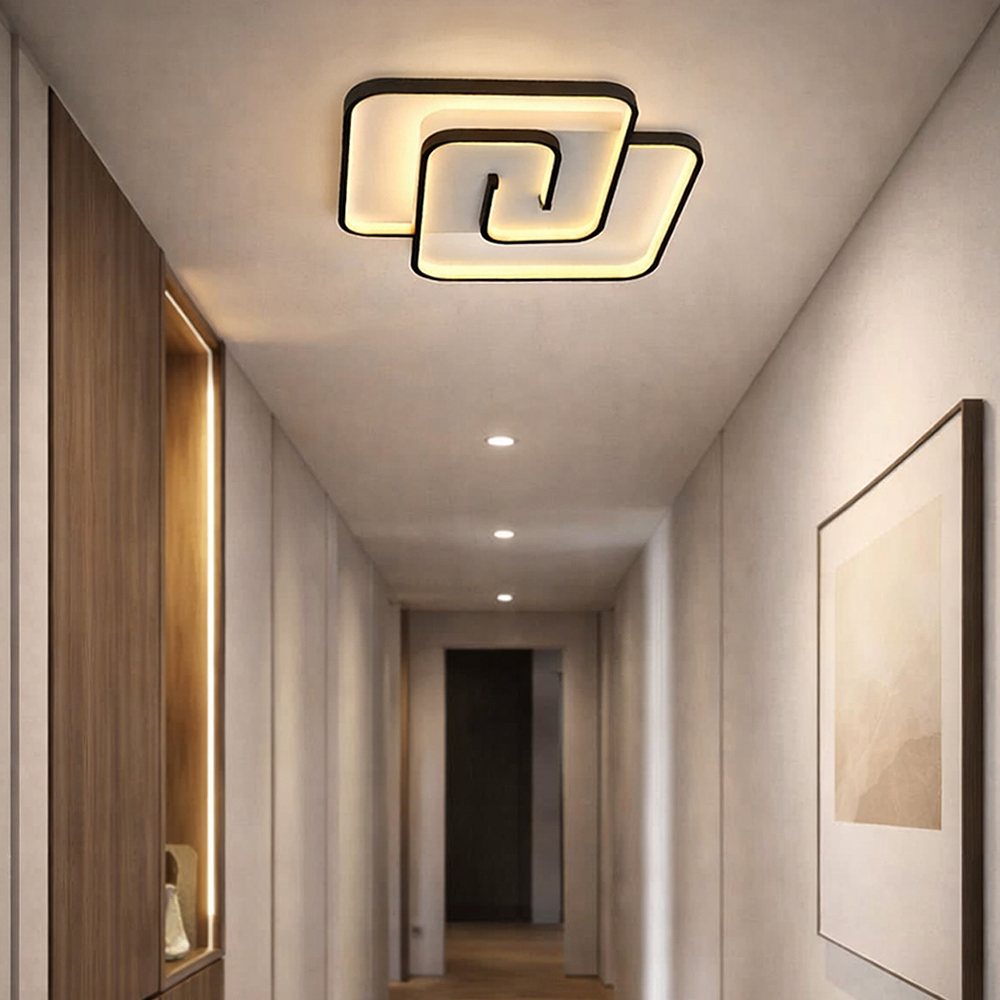 Beyaz-Siyah Akrilik LED Plafonyer 51x6 cm — görsel 8