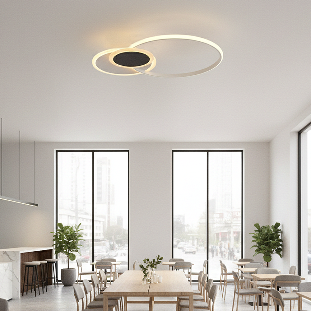 Beyaz-Siyah Akrilik LED Plafonyer 60x7 cm — görsel 4