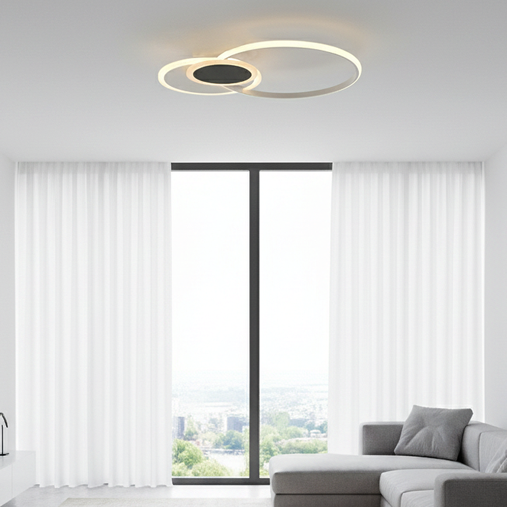 Beyaz-Siyah Akrilik LED Plafonyer 60x7 cm — görsel 5