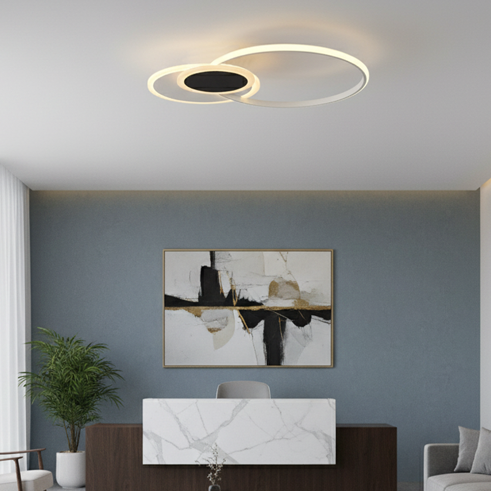 Beyaz-Siyah Akrilik LED Plafonyer 60x7 cm — görsel 6