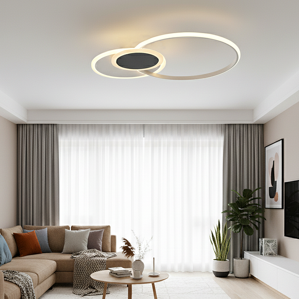 Beyaz-Siyah Akrilik LED Plafonyer 60x7 cm — görsel 7