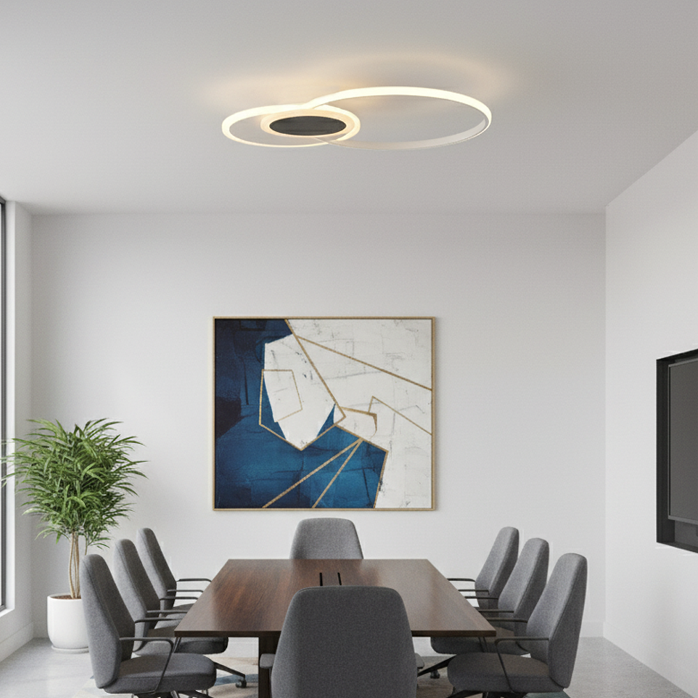 Beyaz-Siyah Akrilik LED Plafonyer 60x7 cm — görsel 8