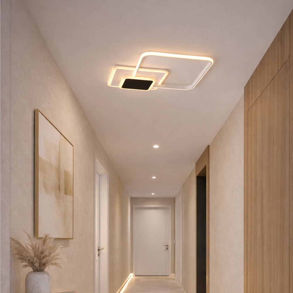 Beyaz-Siyah Akrilik LED Plafonyer 70x8 cm — görsel 4