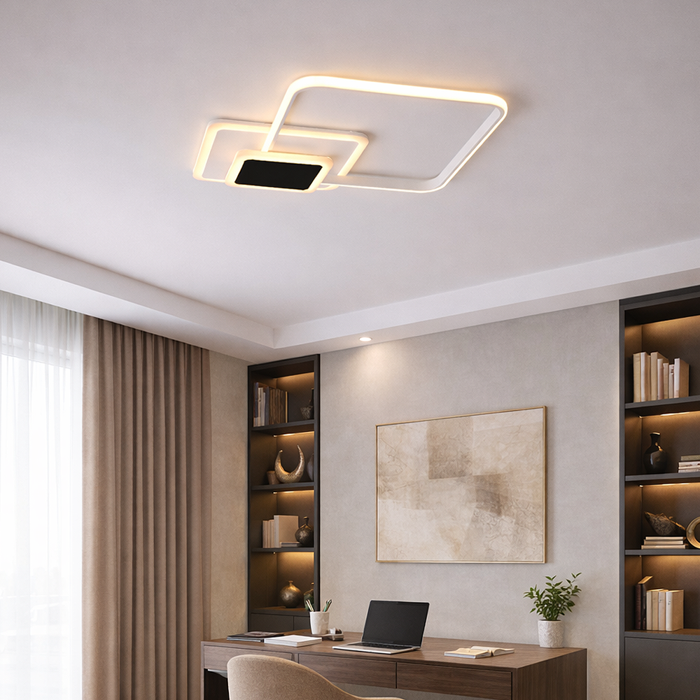 Beyaz-Siyah Akrilik LED Plafonyer 70x8 cm — görsel 5