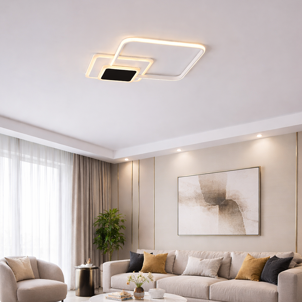 Beyaz-Siyah Akrilik LED Plafonyer 70x8 cm — görsel 6