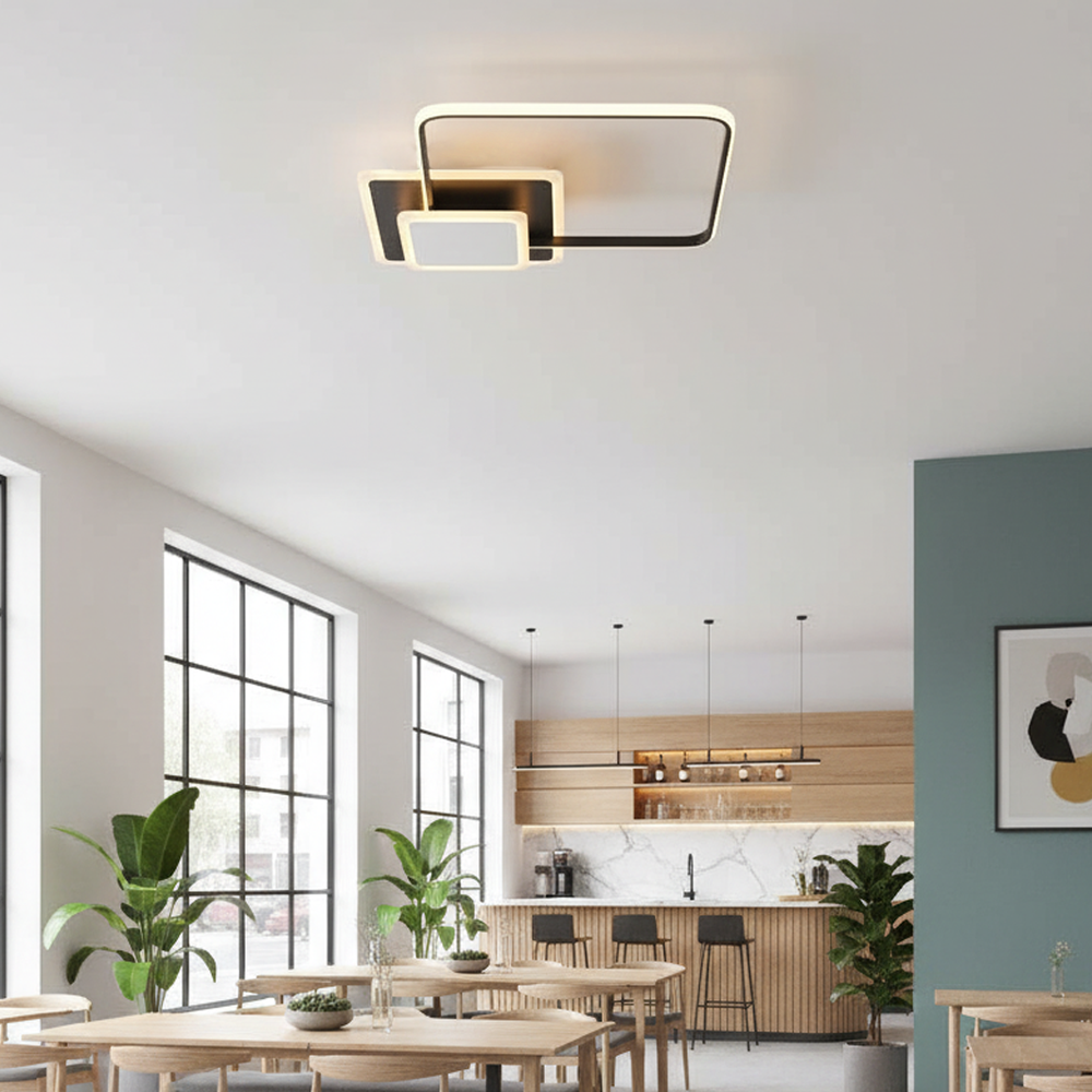 Beyaz-Siyah Akrilik LED Plafonyer 70x8 cm — görsel 8