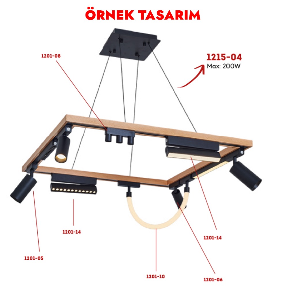 Ahşap LED Plafonyer 100x7 cm — görsel 3