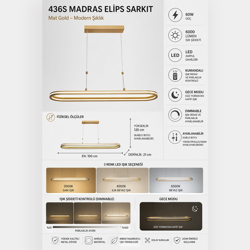 Akrilik LED Avize 100x120 cm — görsel 6