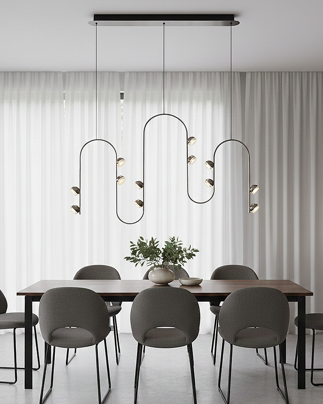 Sarı-Platin Akrilik LED Avize 95x120 cm (32w) — görsel 6