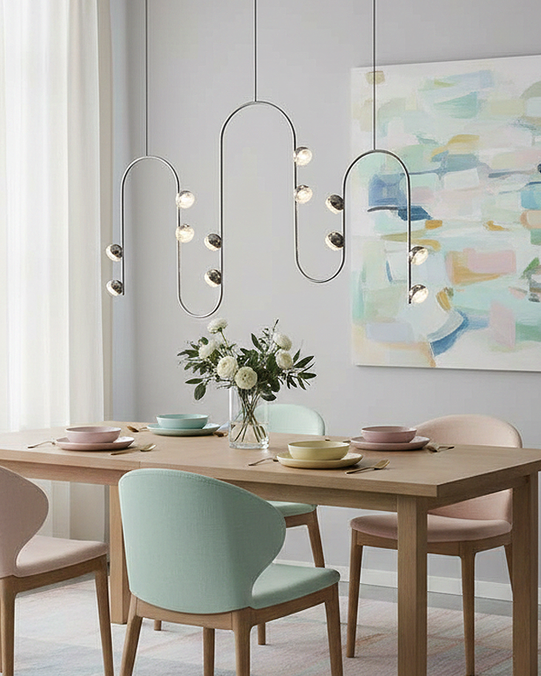 Sarı-Platin Akrilik LED Avize 95x120 cm (32w) — görsel 7