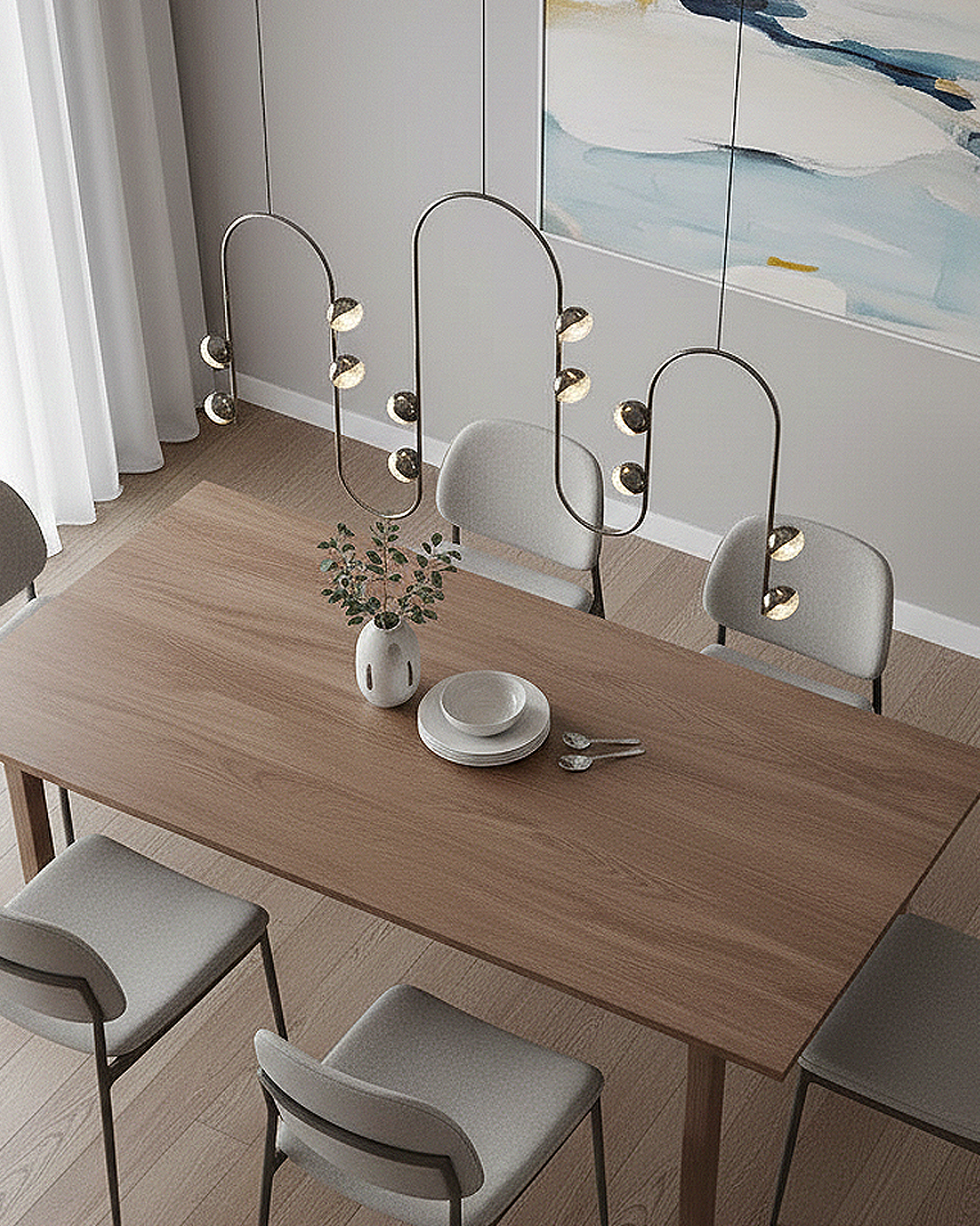 Sarı-Platin Akrilik LED Avize 95x120 cm (32w) — görsel 8