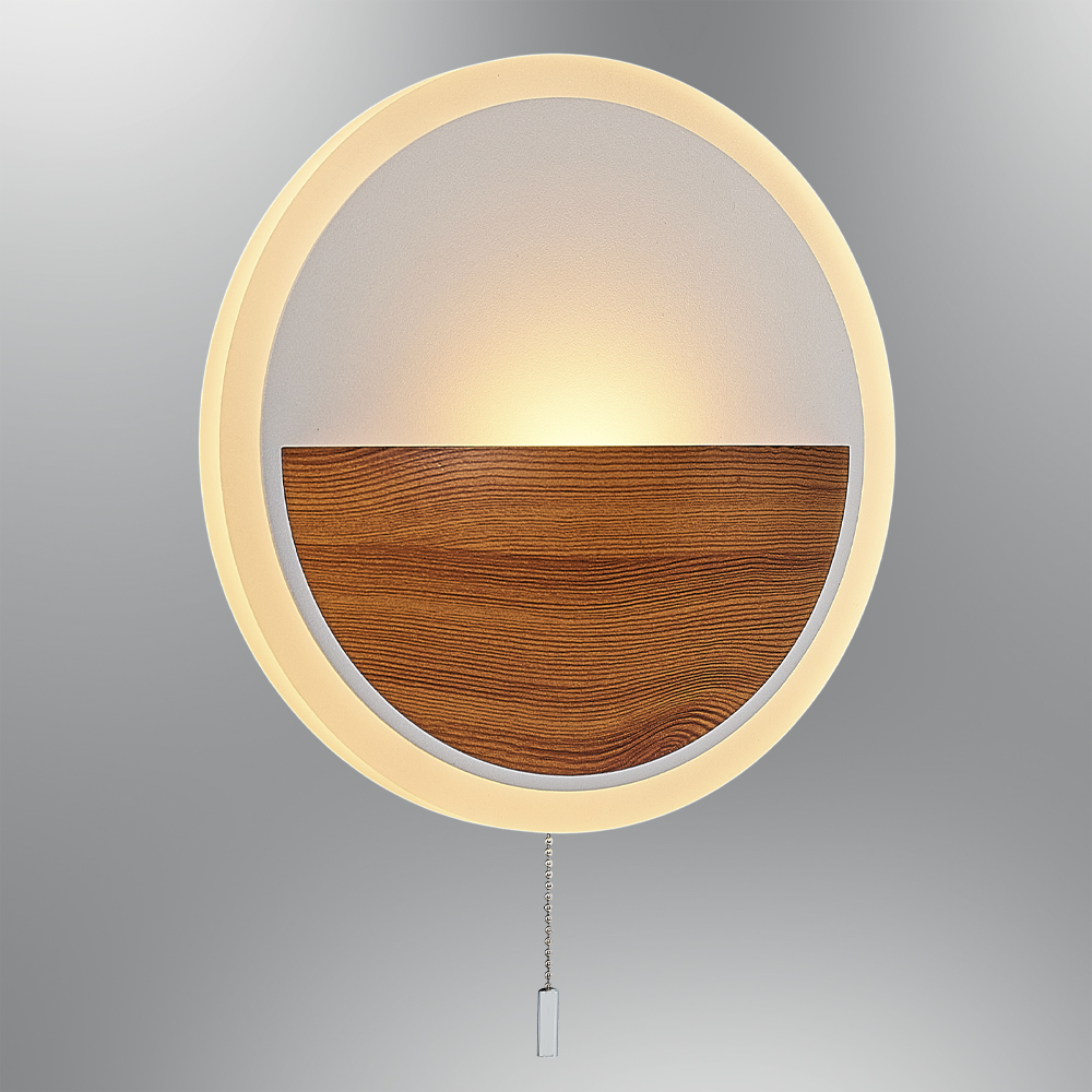 Beyaz-Meşe Akrilik LED Aplik 18x6 cm