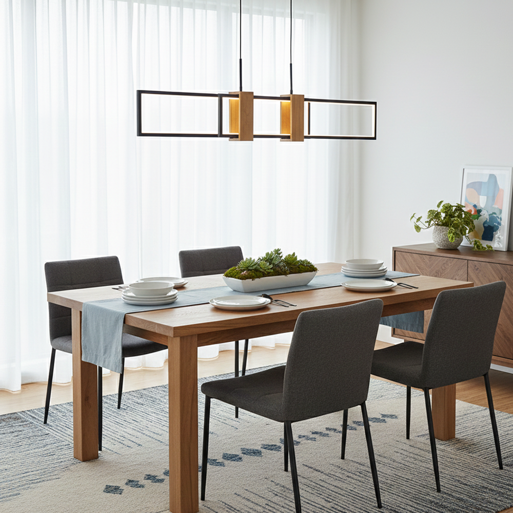 Ahşap LED Avize 110x120 cm — görsel 3